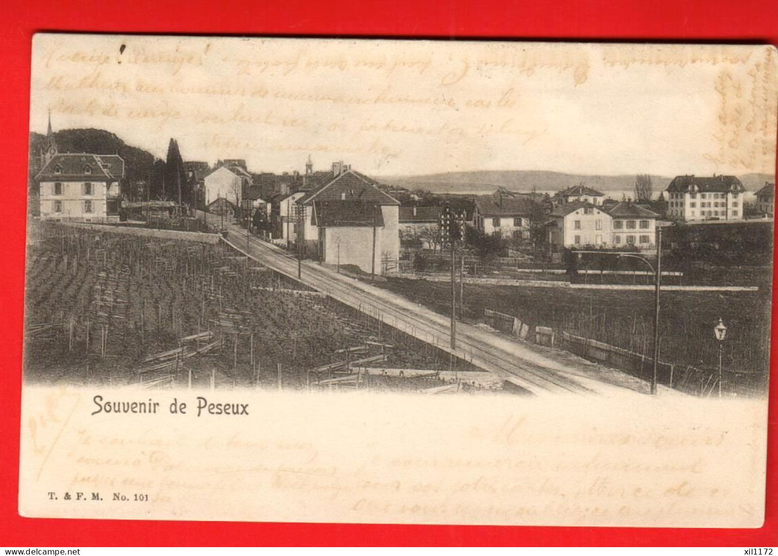 ZXP-27  Souvenir De Peseux Ligne De Chemin De Fer. Cachet 1906 Pour La Belgique - Peseux