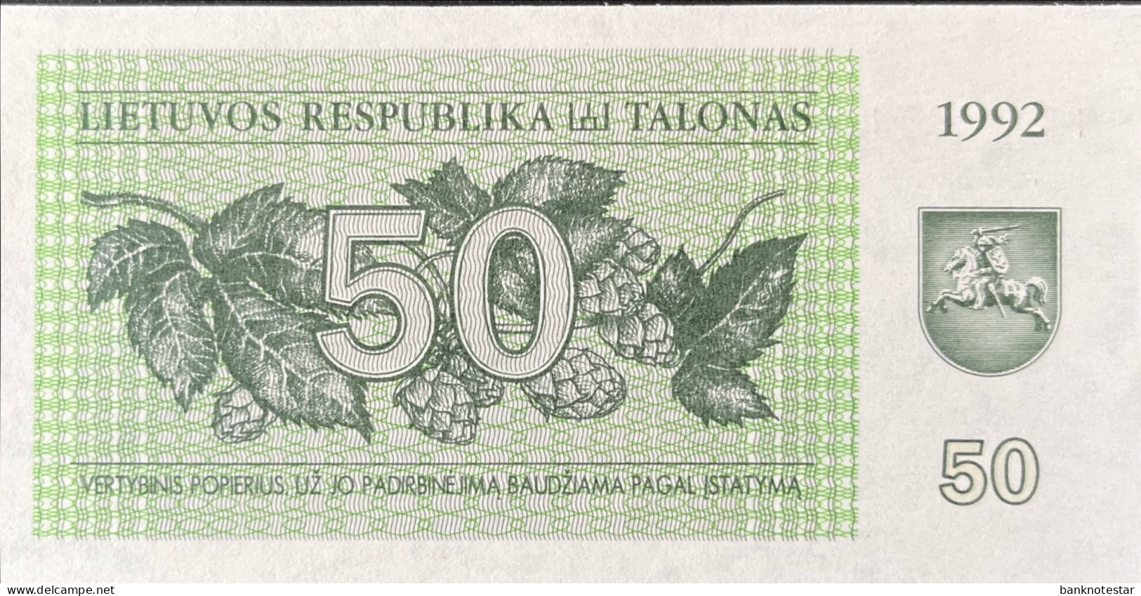 Lithuania 50 Talonas, P-41 (1992) - UNC - PB000633 - RARE - Lituanie