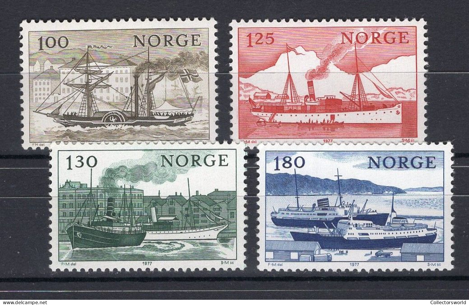 Norway 1977 Serie 4v Norwegian Coasting Trade Ships Steamers Sailships MNH - Unused Stamps
