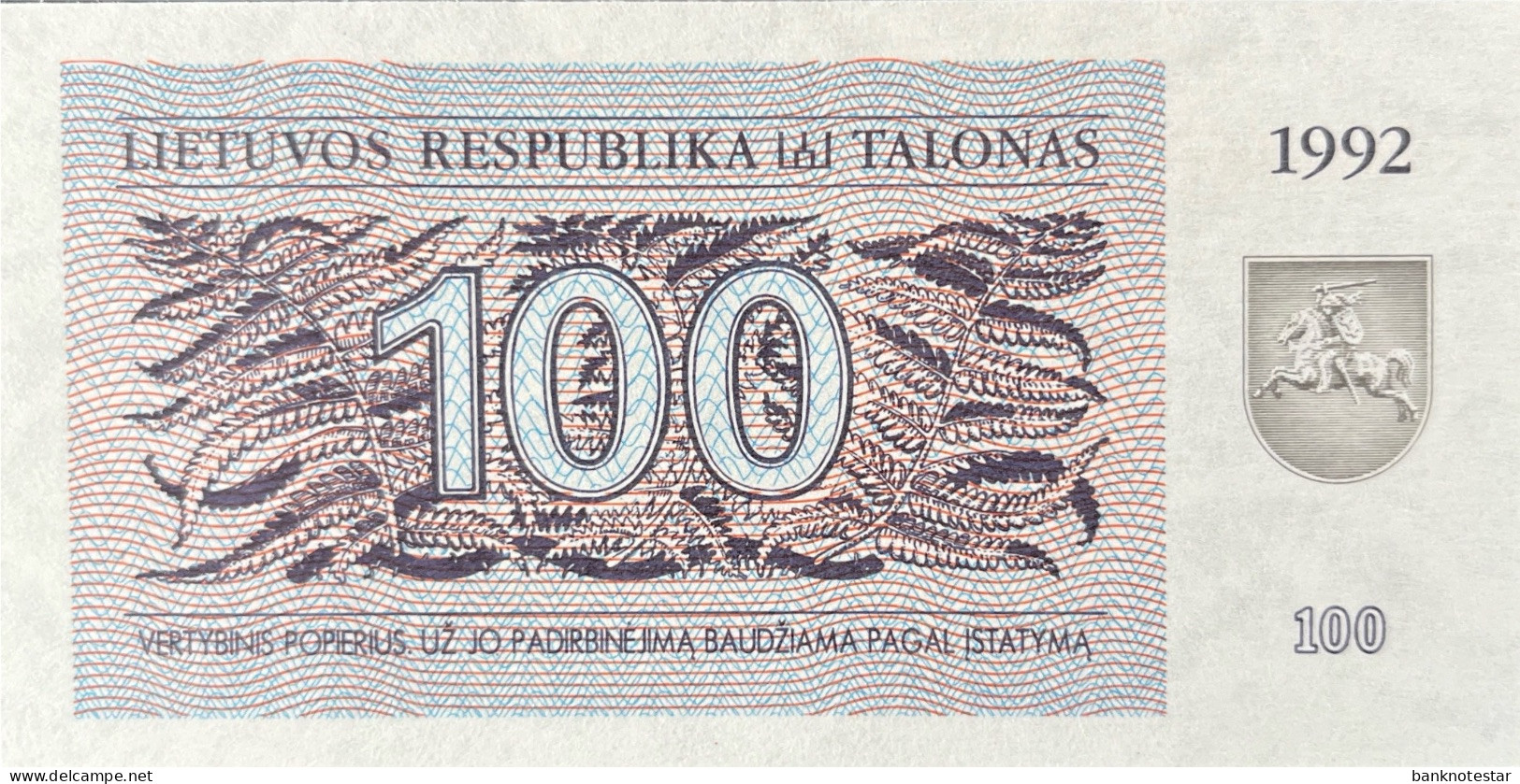 Lithuania 100 Talonas, P-42 (1992) - UNC - Lithuania