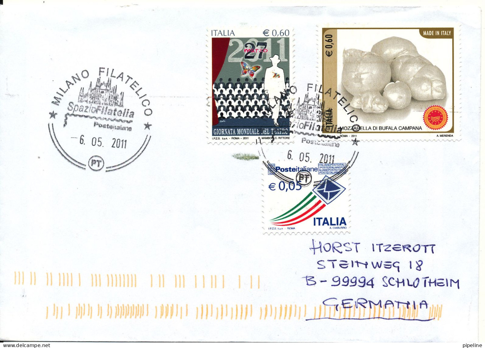 Italy Cover Sent To Germany 6-5-2011 Topic Stamps - 2011-20: Marcophilia