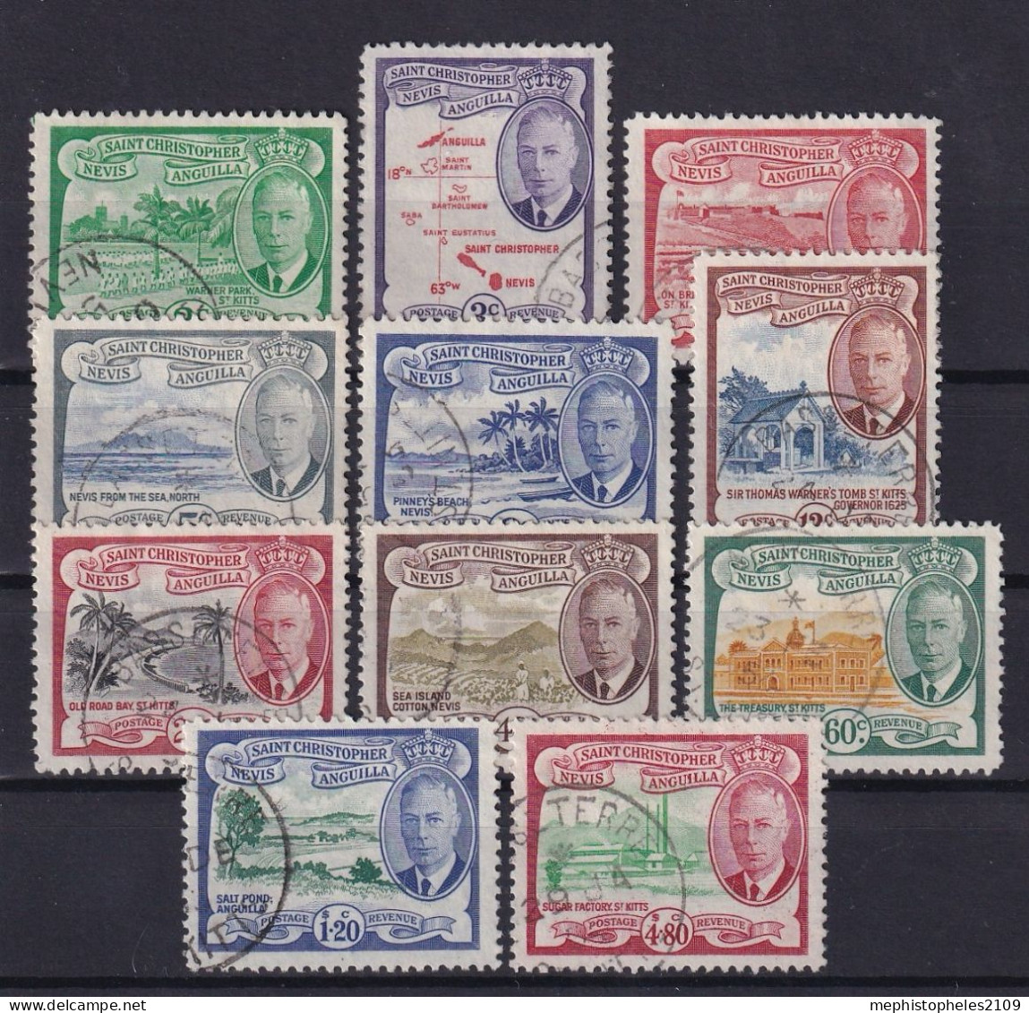 ST. CHRISTOPHER, NEVIS, ANGUILLA 1952 - Canceled - Sc# 108-118 - St.Kitts Und Nevis ( 1983-...)