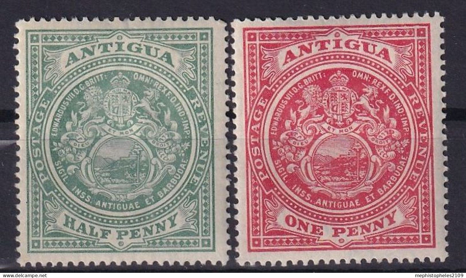 ANTIGUA 1908 - MLH - Sc# 31, 32 - 1858-1960 Crown Colony