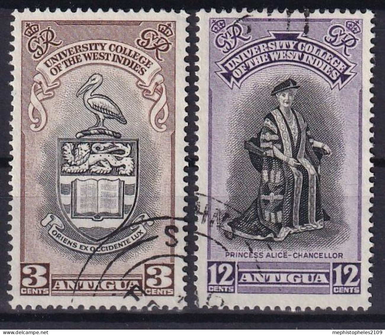 ANTIGUA 1951 - Canceled - Sc# 104, 105 - 1858-1960 Kronenkolonie