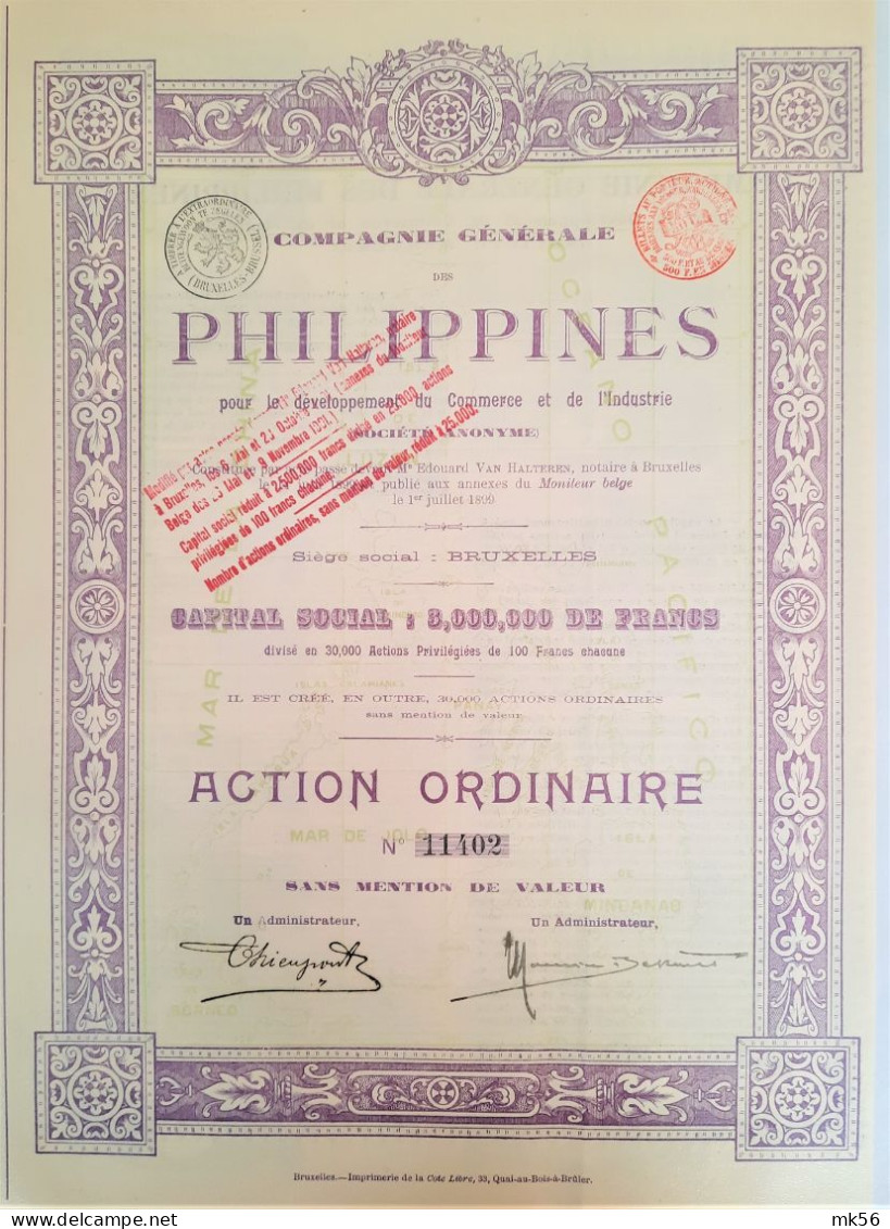 Cie Générale Des Philippines - Action Ordinaire - Railway & Tramway