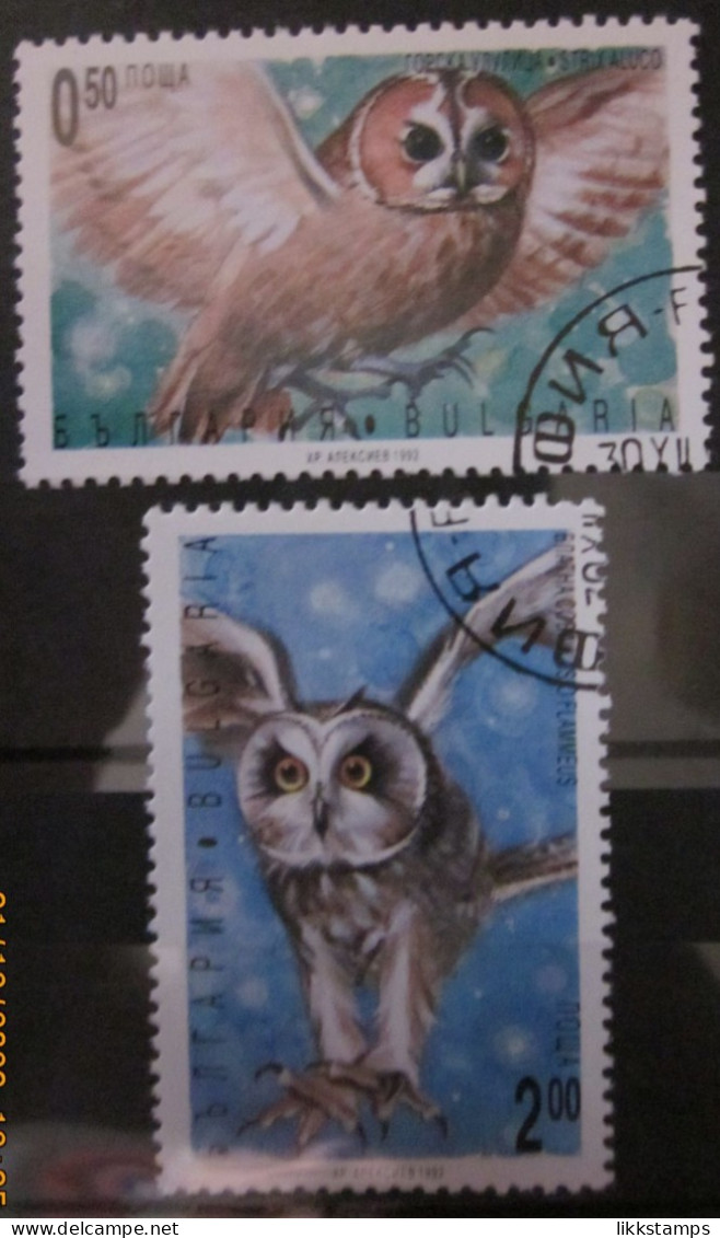 BULGARIA 1992 ~ S.G. 3893 & 3895, ~ OWLS. ~  VFU #02982 - Oblitérés