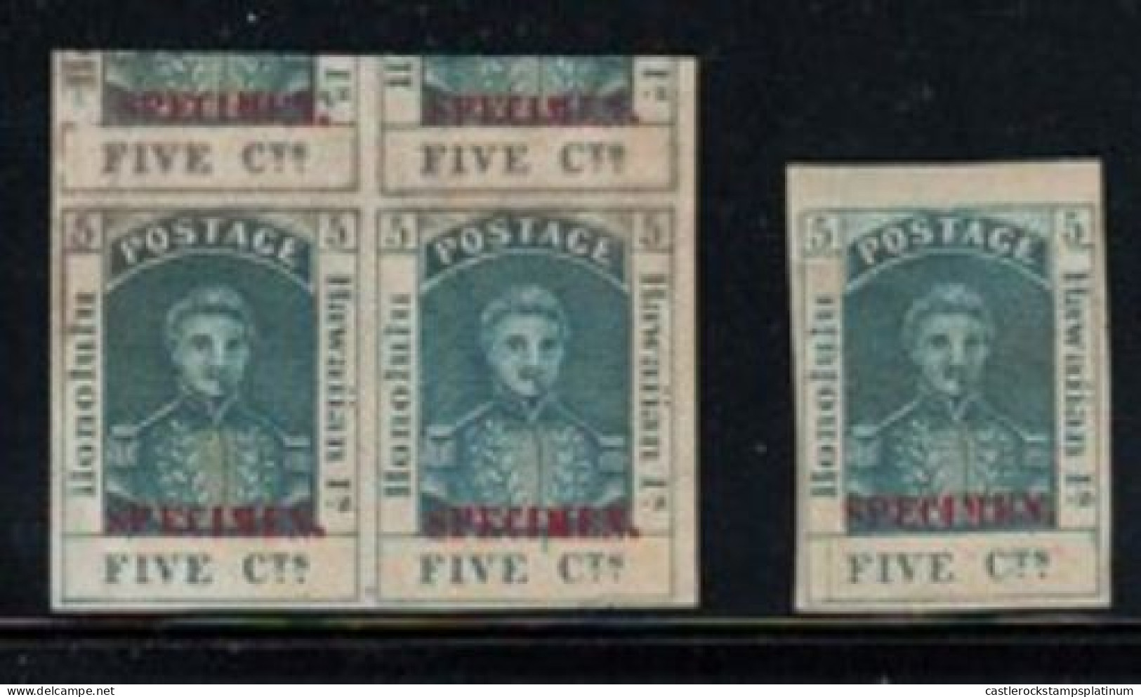 O) 1868  HAWAII - HONOLULU, ERROR,  SPECIMEN IN RED, KING KAMEHAMEHA III 5c Blue, MNH - Hawaï
