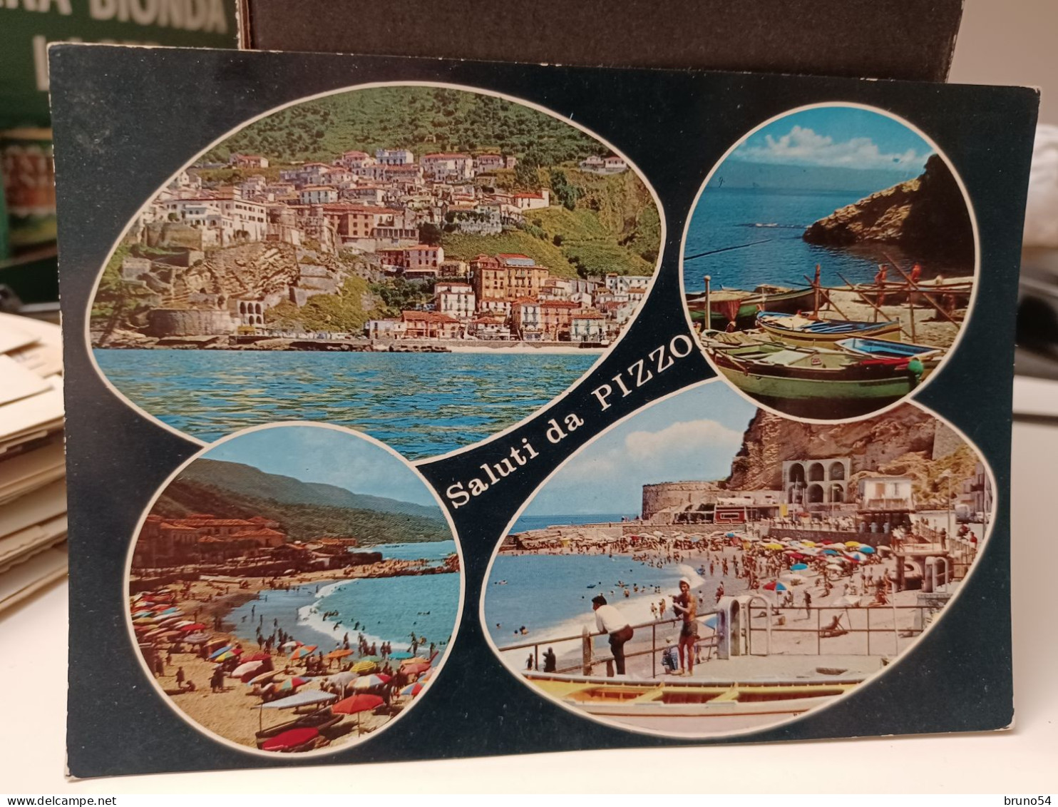 Cartolina Saluti Da Pizzo Provincia Vibo Valentia,anni 70,spiaggia - Vibo Valentia