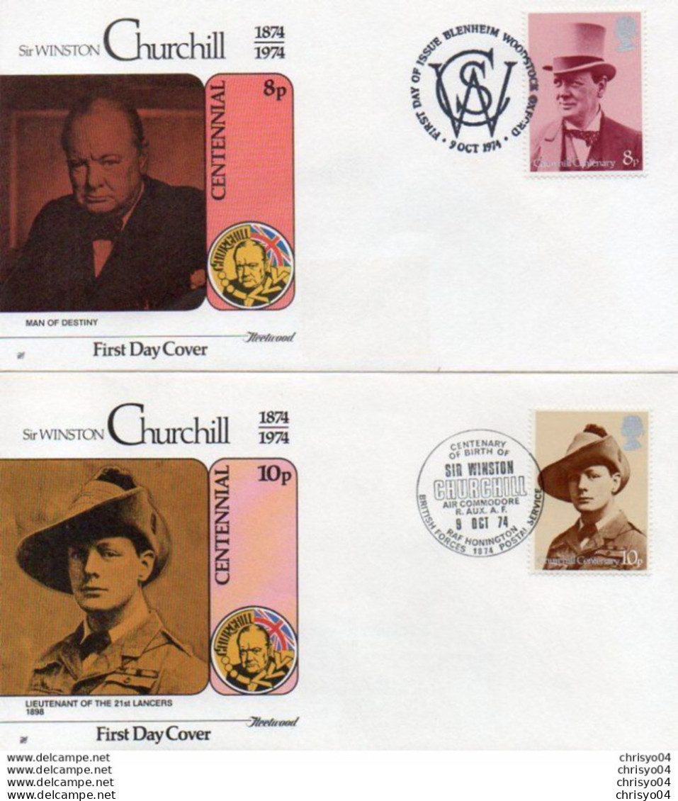 2V11Mo   Lot De 2 Enveloppes First Day Of Issue Sir Winston Churchill - 1971-1980 Decimal Issues