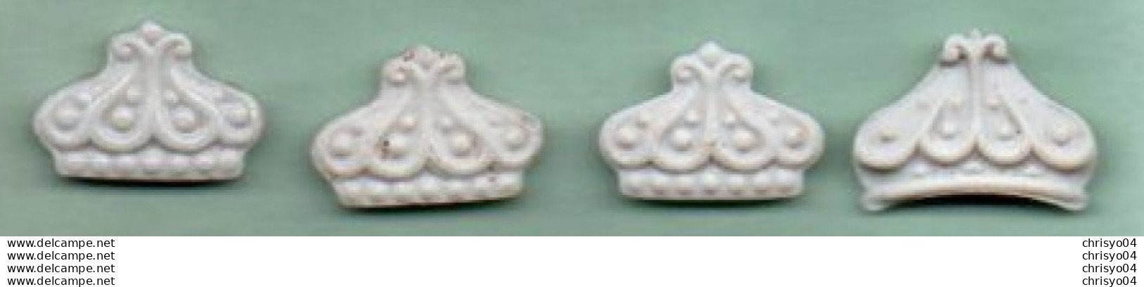 Lot N°5 De 4 Féves Anciennes Porcelaine Biscuit Mate Et Brillante Couronnes Royales - Antiche