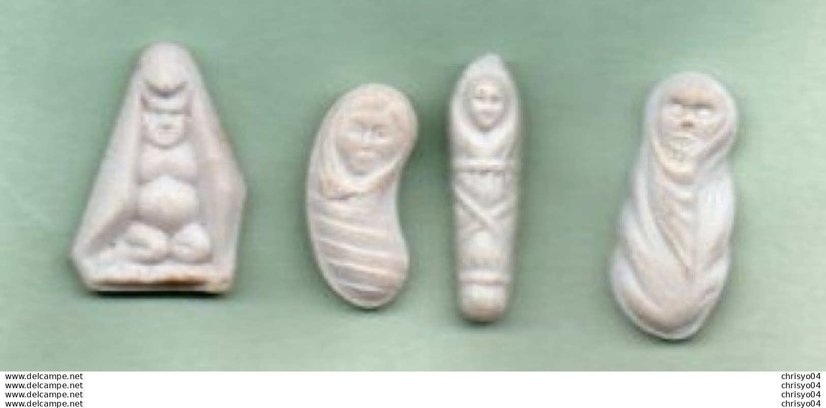 Lot N°3 De 4 Féves Anciennes Porcelaine Biscuit Mate Et Brillante Bébés Et Petit Bouddha - Frühe Figuren