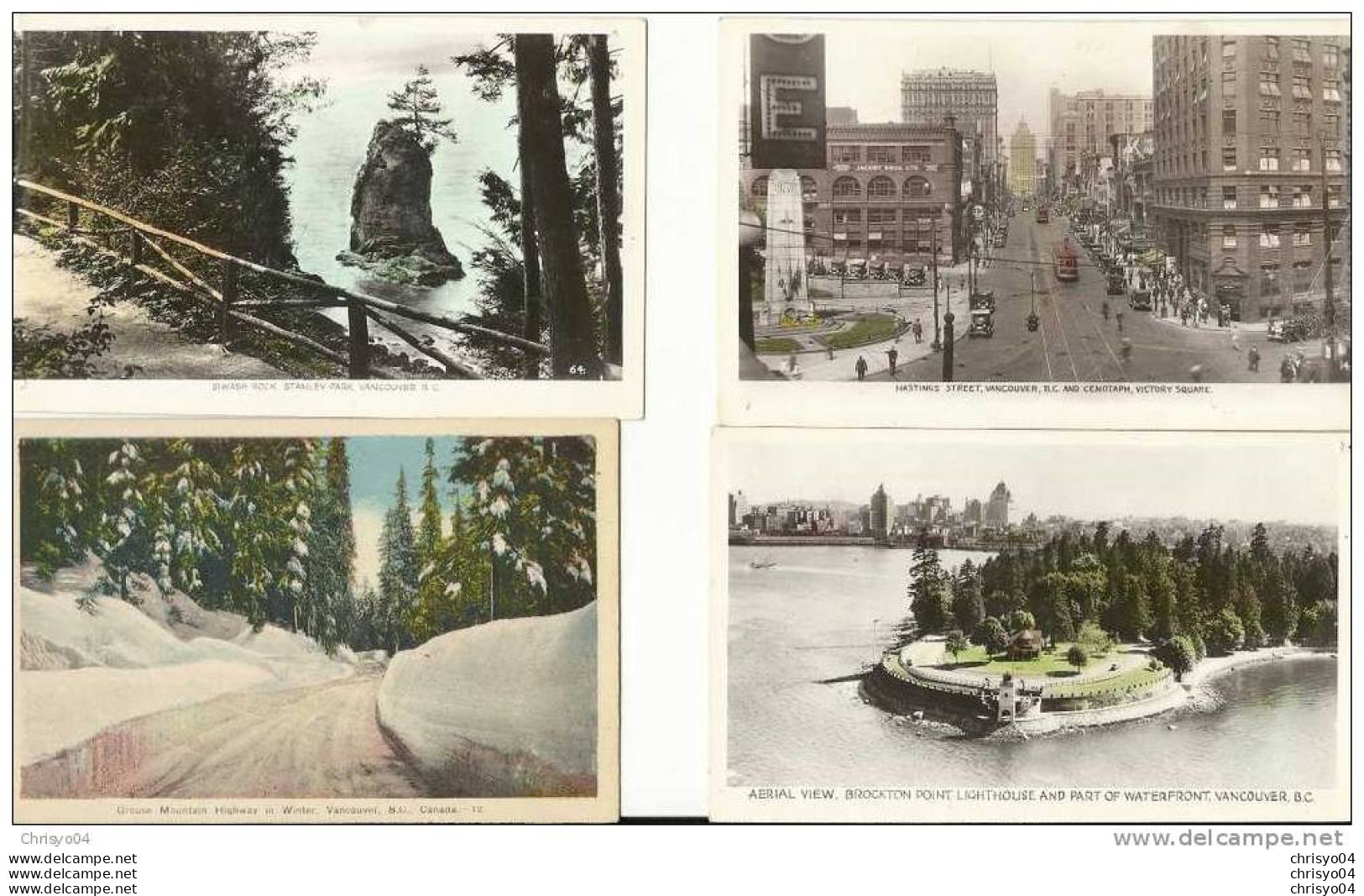 14Ve     CANADA VANCOUVER BC LOT OF 4 OLD POSTCARDS - Vancouver