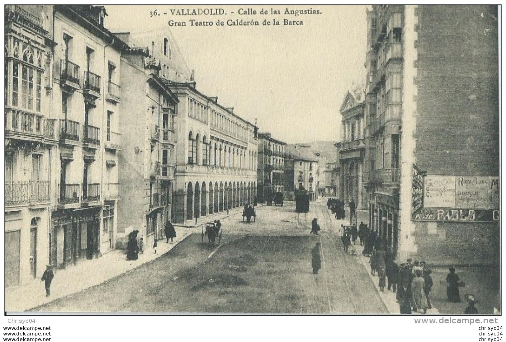 44Sm   Espagne Valladolid Calle De Las Angiustias Theatro De Calderon De La Barca (état Luxe) - Valladolid