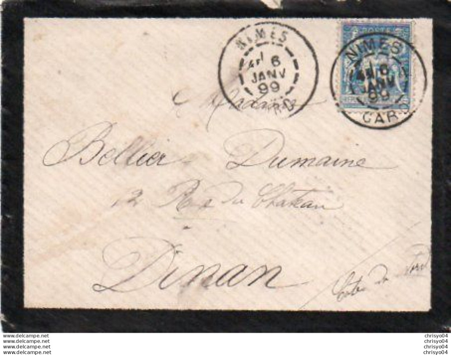 3V7Cr   Courrier Lettre 1899 De Nimes à Dinan - 1898-1900 Sage (Type III)