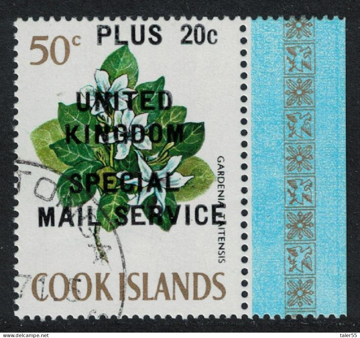 Cook Is. Surch 'PLUS 20c UNITED KINGDOM SPECIAL MAIL SERVICE' 1971 Canc SG#344 MI#267 - Islas Cook