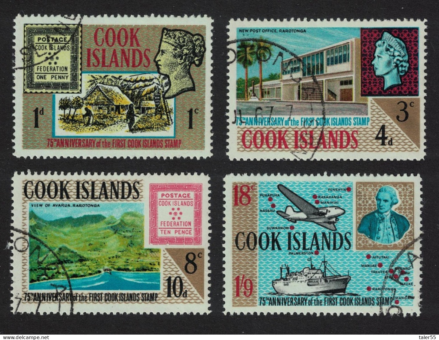 Cook Is. First Cook Islands Stamps 4v 1967 Canc SG#222-225 - Islas Cook