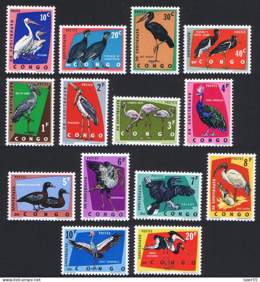 DR Congo Protected Birds 14v 1963 MNH SG#468-481 MI#112-118+138-44 Sc#429-442 - Mint/hinged