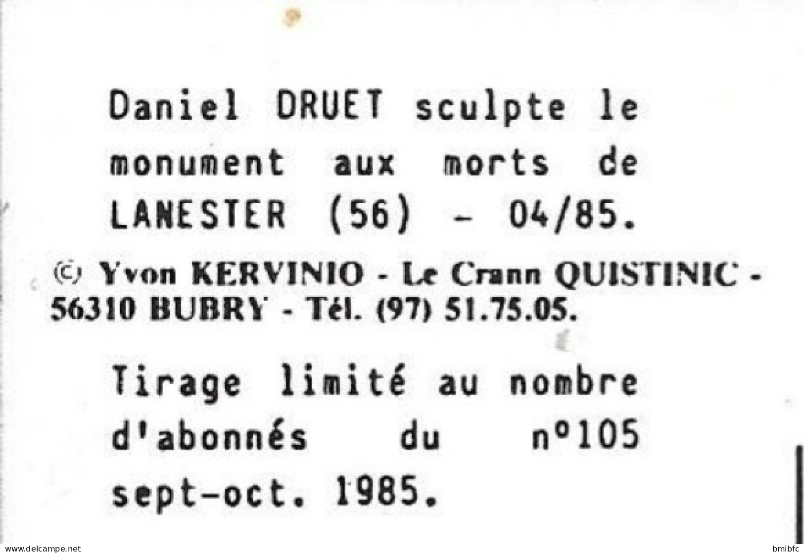 Daniel DRUET Sculpte Le Monument Aux Morts De LANESTER (56) - Lanester