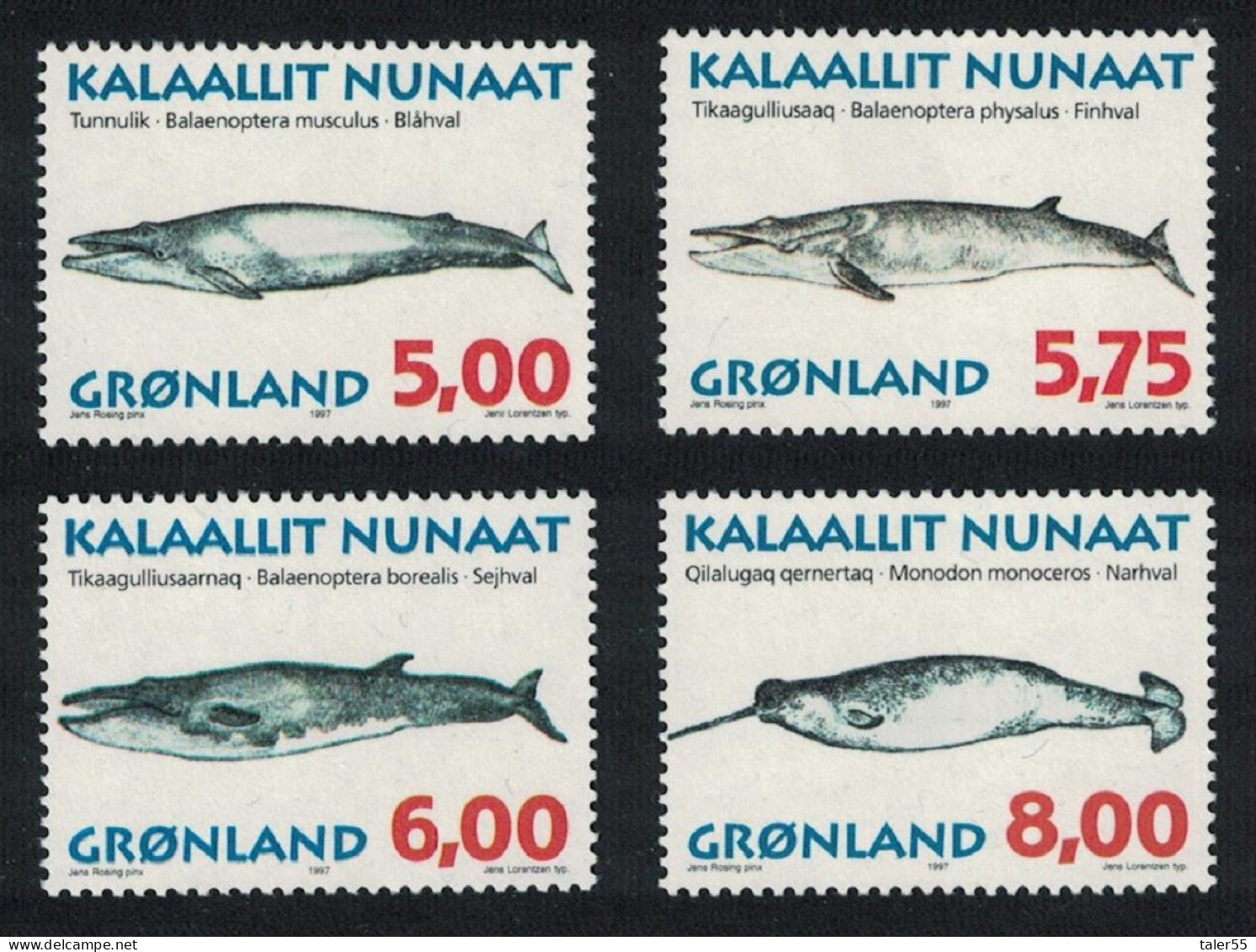 Greenland Whales 4v 1997 MNH SG#318-321 MI#305y-308y Sc#319-322 - Ungebraucht