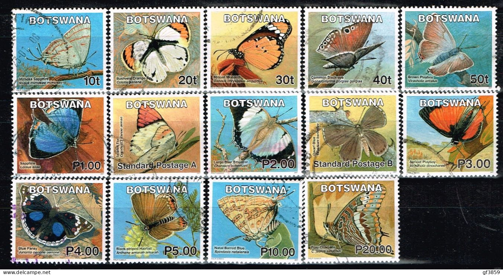 BOTSWANA / Oblitérés/Used / 2007 - Série Courante /papillons  (série Complète) - Botswana (1966-...)