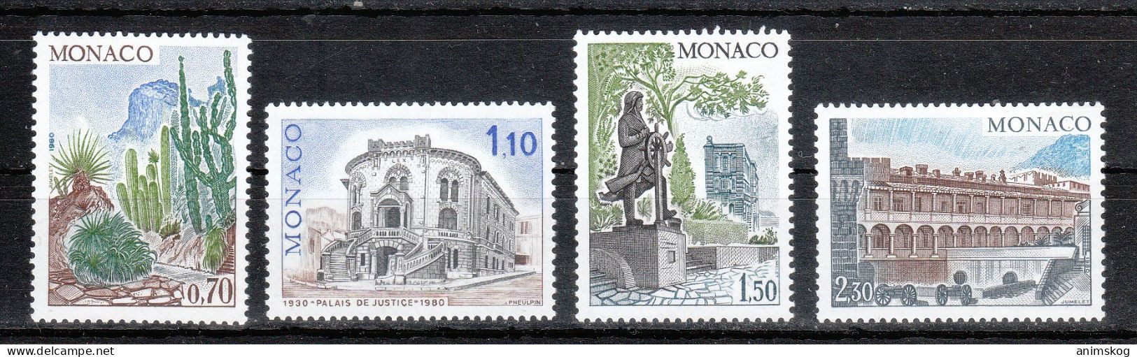 Monaco 1980**, Ansichten+Bauwerke Monacos, Kaktus / Monaco 1980, MNH, Views And Buildings Of Monaco, Kaktus - Sukkulenten