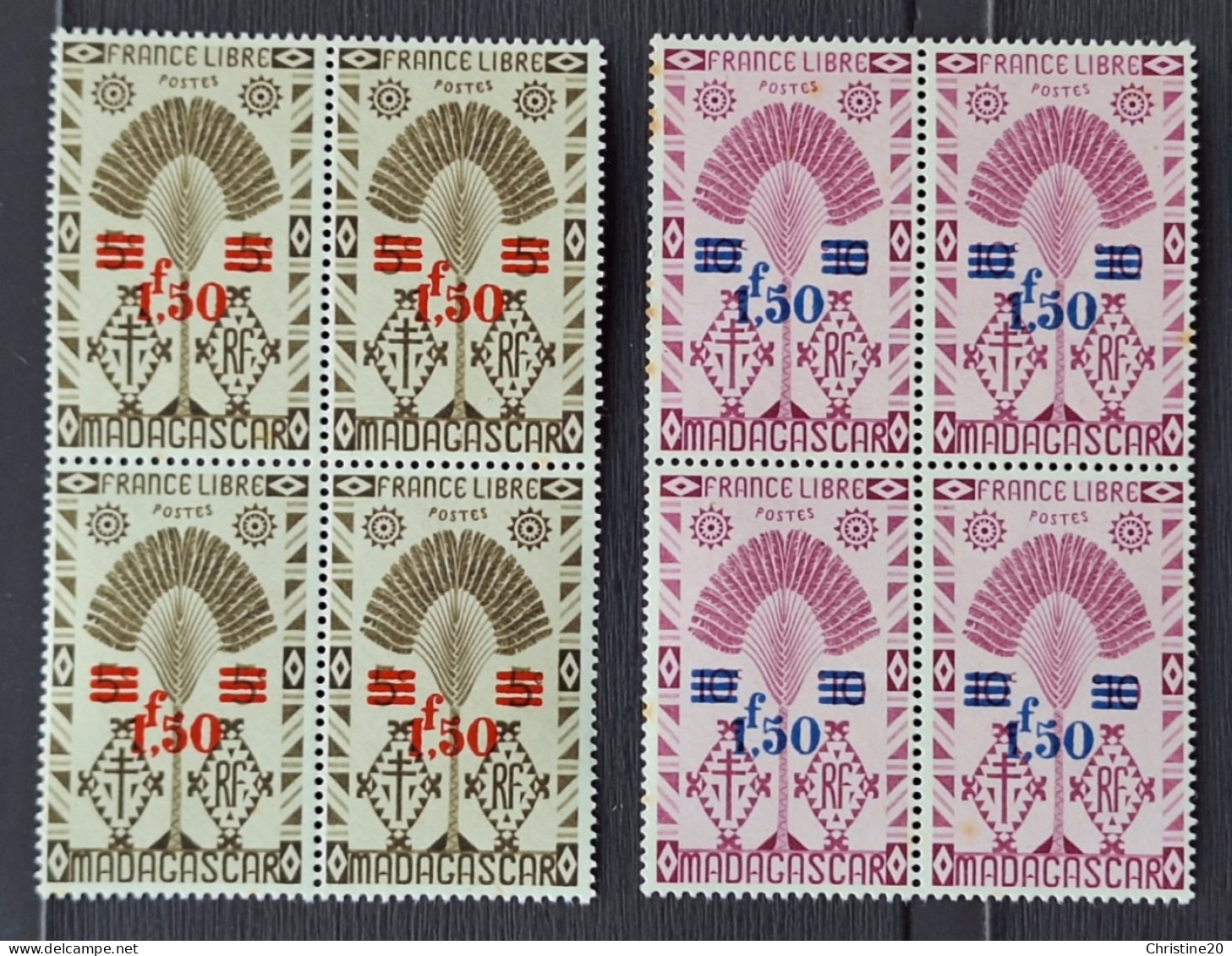 Madagascar 1944 N°286/87 En Bloc De 4 ** TB Cote 12€ - Unused Stamps