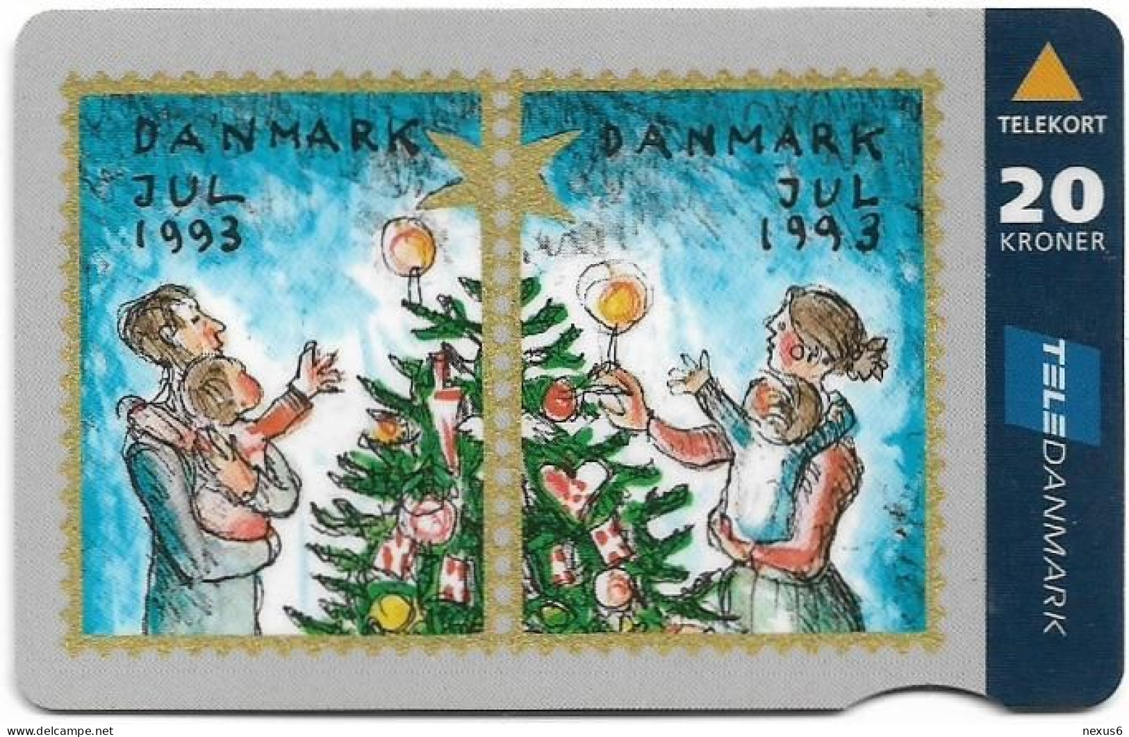 Denmark - Fyns - Christmas 1993 - TDFS009B (Cn. 3040 - Type #2) - 11.1993, 2.000ex, 20kr, Used - Danimarca