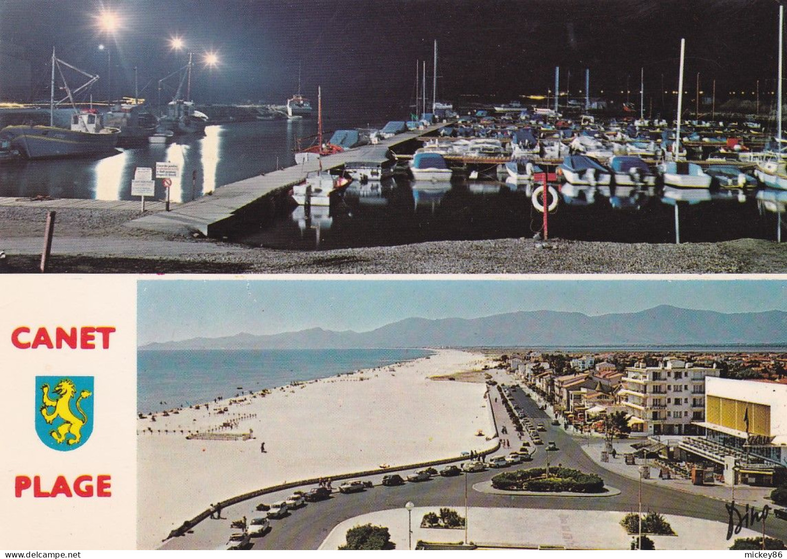 CANET-PLAGE  --1978-- Aspects Du Port Et De La Plage (2 Vues)...blason--cachet  CANET PPAL -66 - Canet En Roussillon