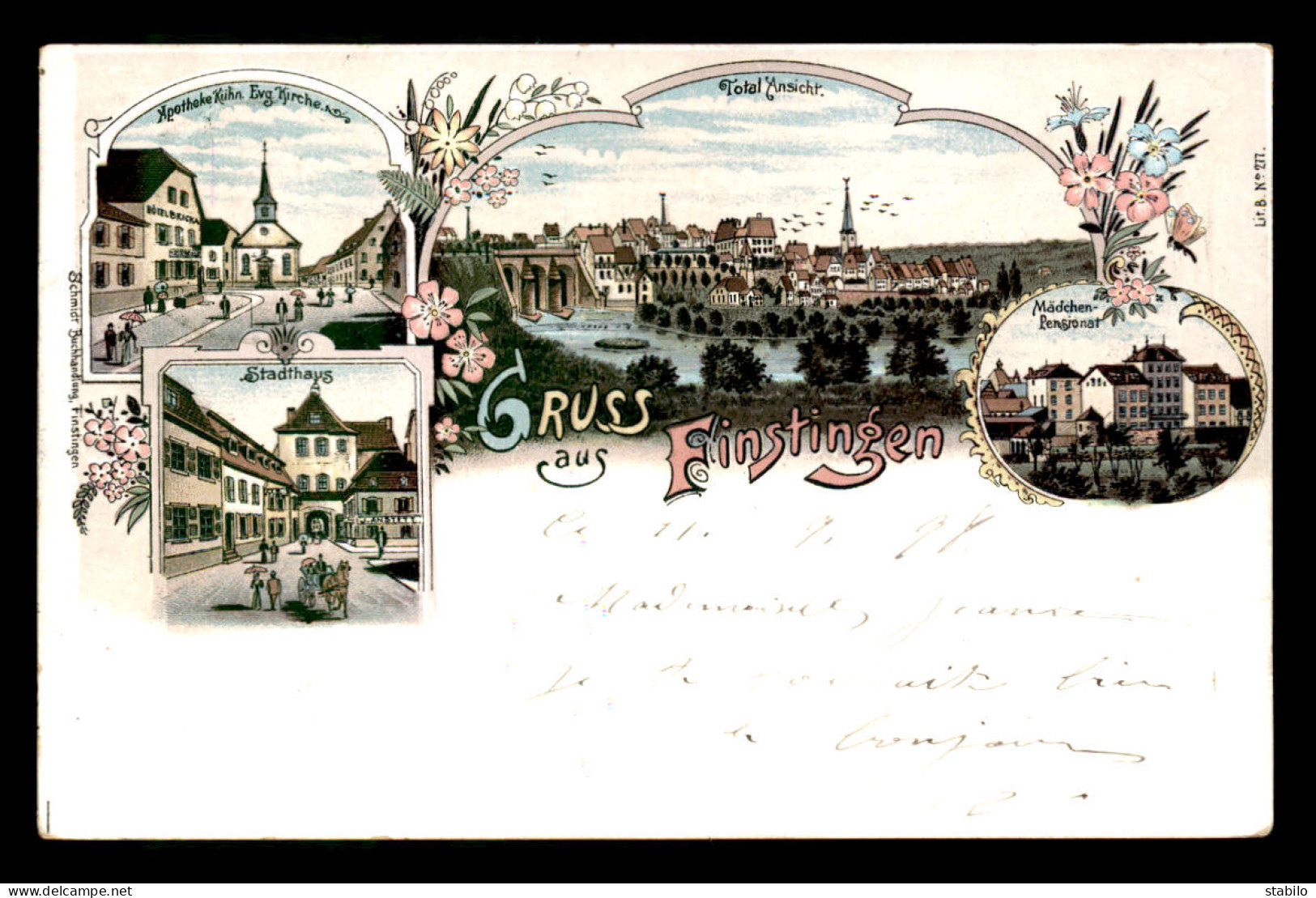 57 - FENETRANGE - FINSTINGEN - CARTE LITHOGRAPHIQUE GRUSS VOYAGEE EN 1898 - Fénétrange