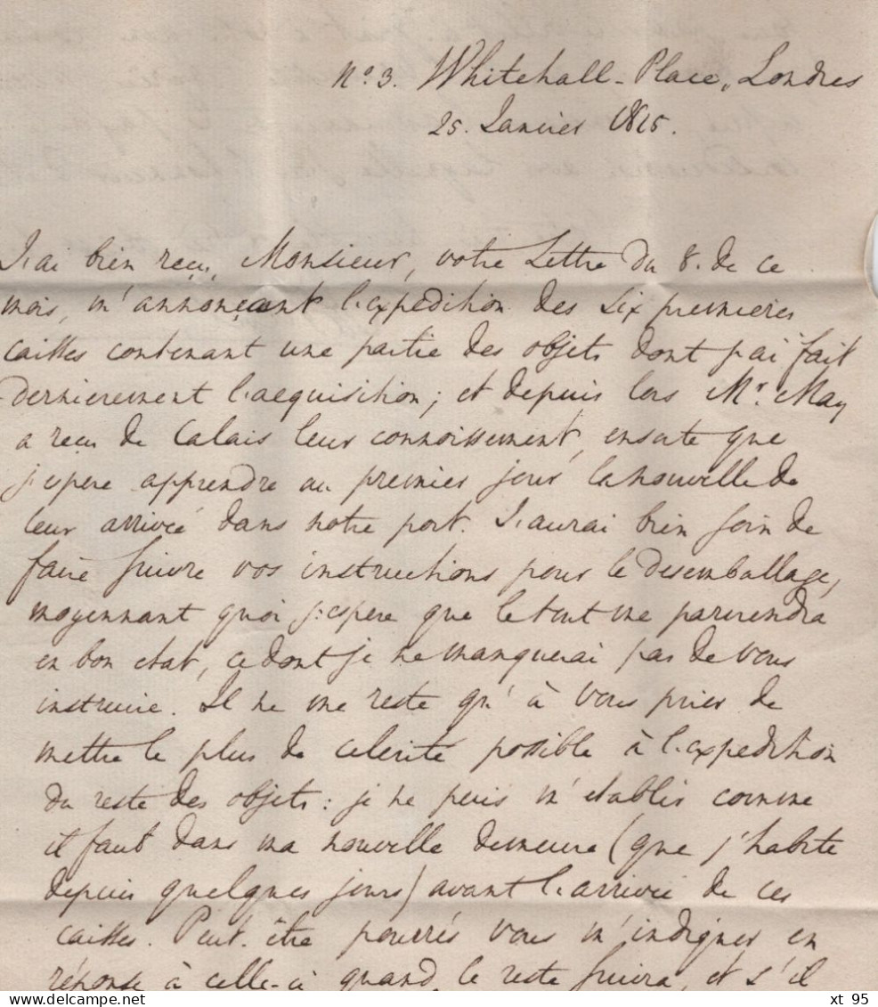 Angleterre - Griffe Sur Lettre De Londres Pour Paris - 1815 - 1801-1848: Vorläufer XIX