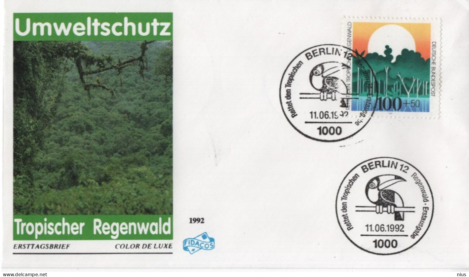 Germany Deutschland 1992 FDC Umweltschutz Tropischen Regenwald, Environmental Protection Tropical Rainforest, Berlin - 1991-2000