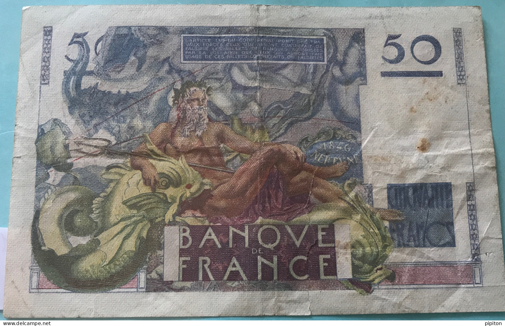 Billet De 50 F Le Verrier 1949 - 50 F 1946-1951 ''Le Verrier''