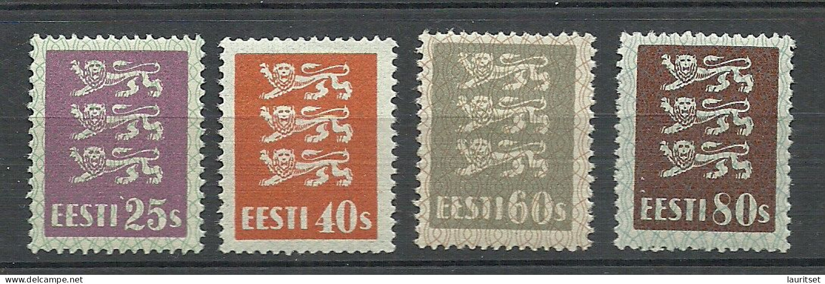 Estland Estonia 1929 Michel 83 - 86 Coat Of Arms THIN PAPER Type * - Estland