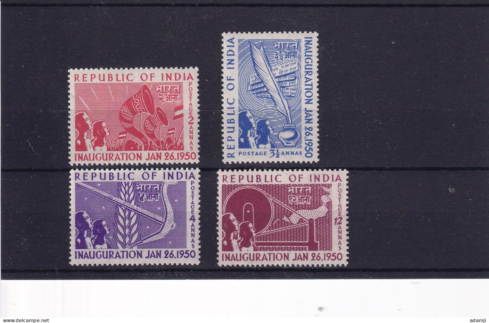 INDIA 1950 REPUBLIC SET FREH COPY WHITE GUM. - Unused Stamps