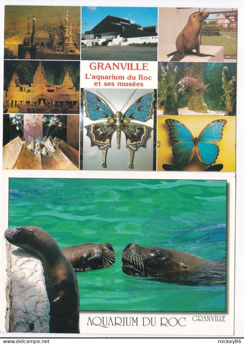 GRANVILLE --- Aquarium Du Roc -- Lot De 2 Cartes ( Otaries , Papillons ) - Granville