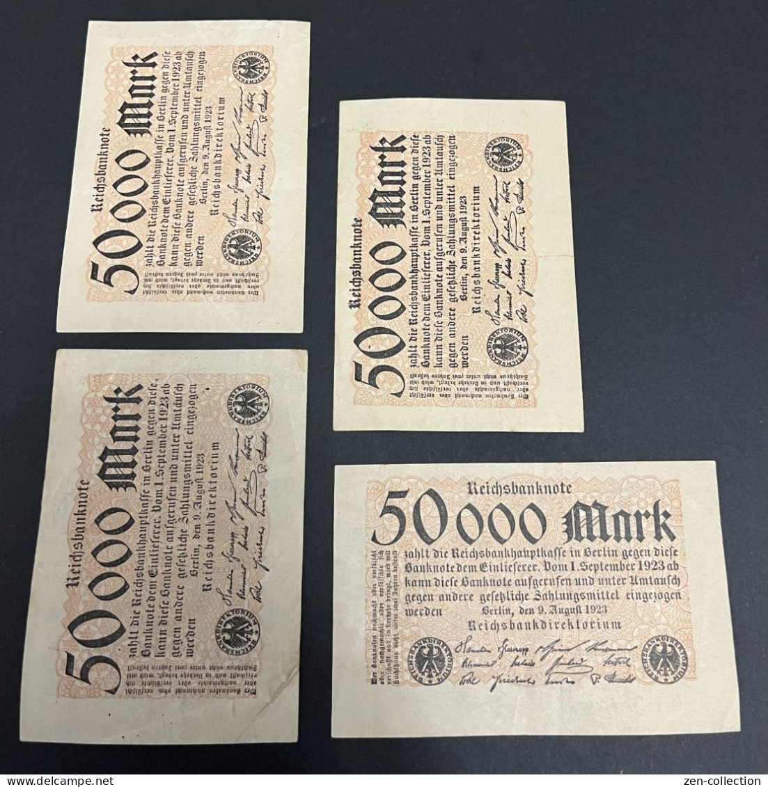 4 Color Small-Size WW2 Germany Nazi Propaganda FORGERY Overprint On Genuine 50k Mark 1923 Banknote EF - Otros & Sin Clasificación