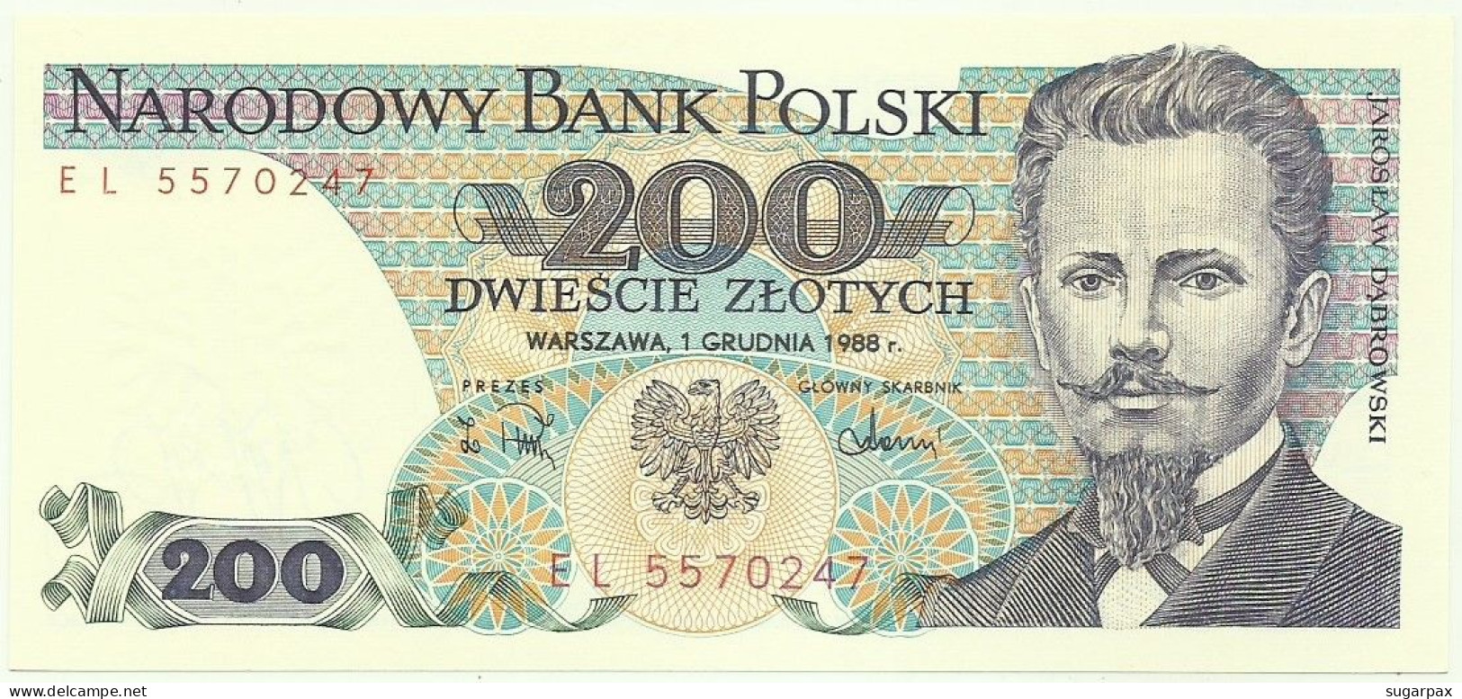 POLAND - 200 Zlotych - 1988 - Pick 144.c - Unc. - Série EL - Narodowy Bank Polski - Polen