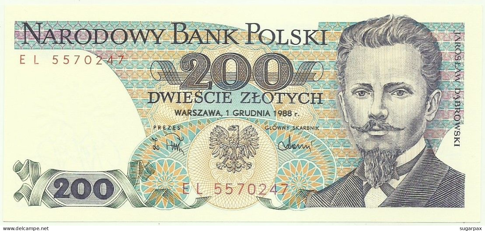 POLAND - 200 Zlotych - 1988 - Pick 144.c - Unc. - Série EL - Narodowy Bank Polski - Polonia