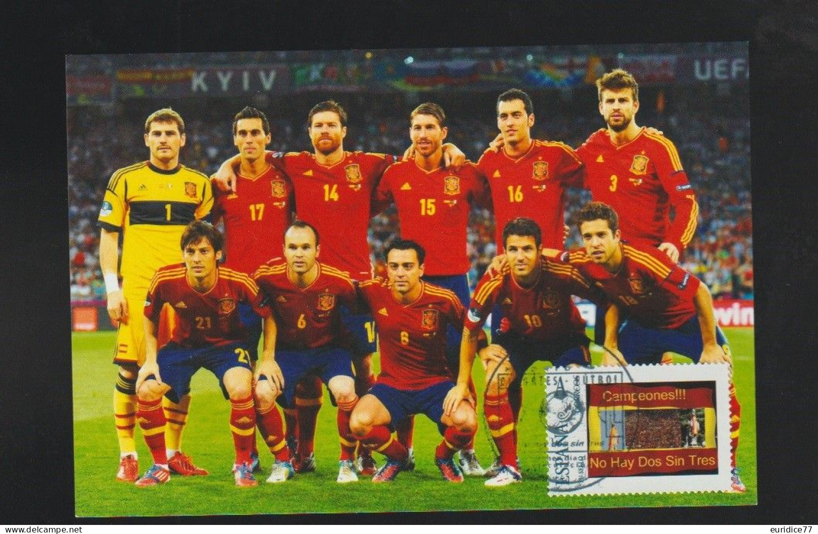 Spain 2012 - Spain The Champions Uefa Euro 2012 No Hay Dos Sin Tres Carte Maximum - Europees Kampioenschap (UEFA)