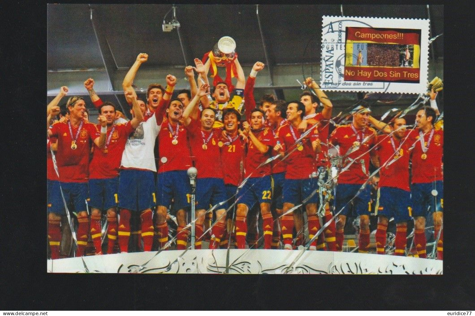 Spain 2012 - Spain The Champions Uefa Euro 2012 No Hay Dos Sin Tres Carte Maximum - Europei Di Calcio (UEFA)