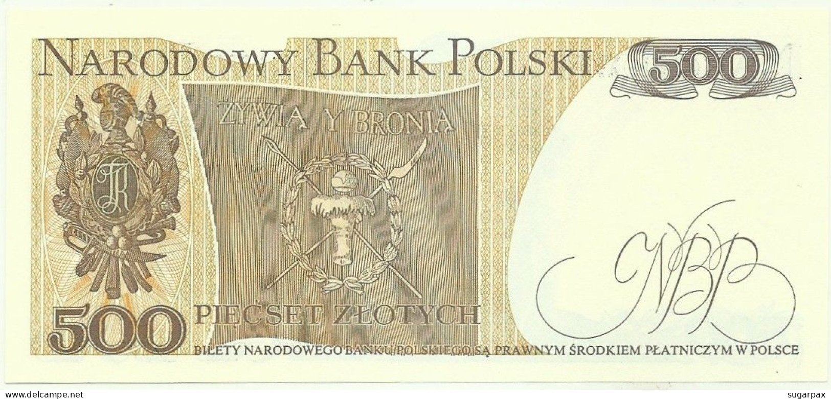 POLAND - 500 Zlotych - 1982 - Pick 145.d - Unc. - Série GG - Narodowy Bank Polski - Polonia