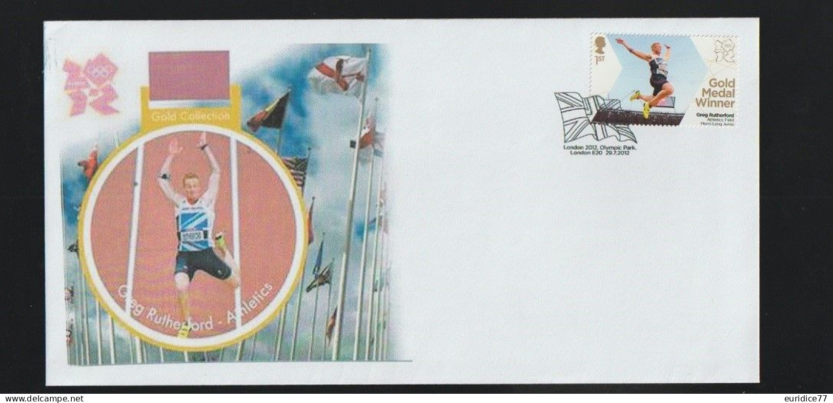 GB LONDON 2012 OLYMPIC GAMES GOLD MEDAL WINNER FDC - Greg Rutherford - Estate 2012: London