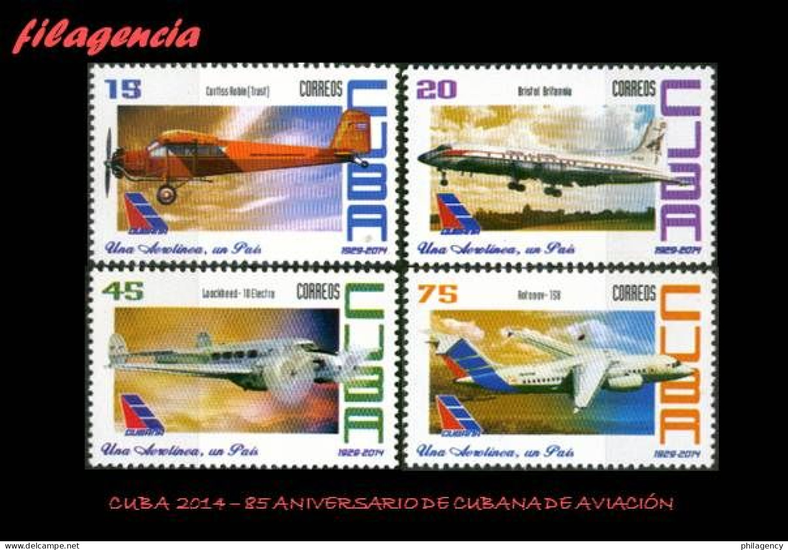 CUBA MINT. 2014-44 85 ANIVERSARIO DE CUBANA DE AVIACIÓN. AVIONES - Neufs