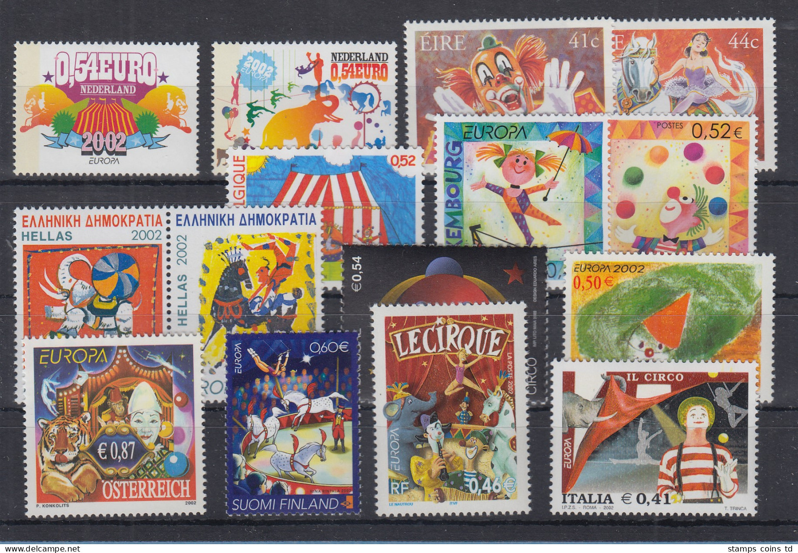 2002 EUROPA Zirkus Lot Insgesamt 15 Werte ** - Zirkus