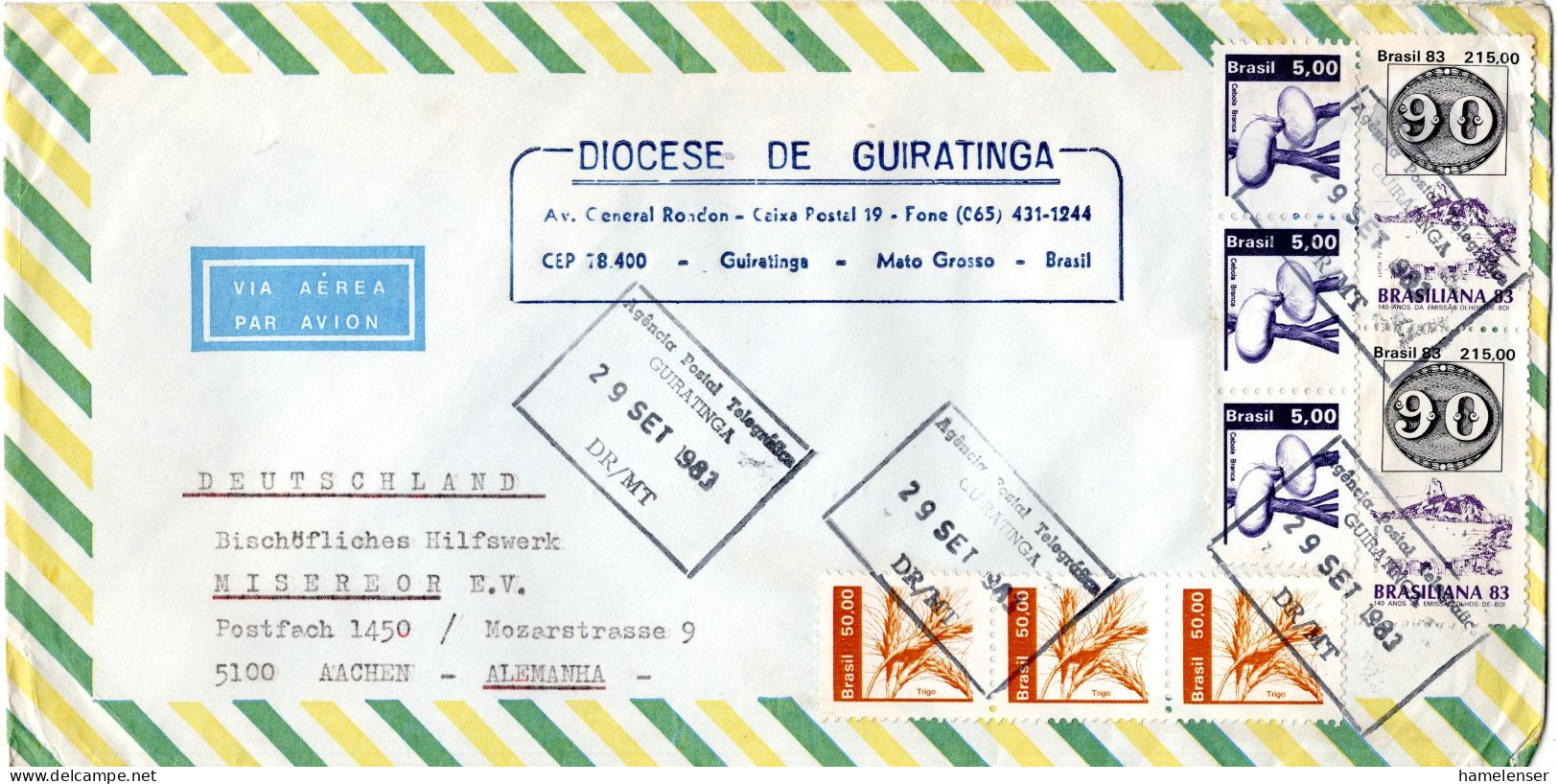 L75020 - Brasilien - 1983 - 2@Cr215,00 Brasiliana '83 MiF A LpBf GUIRATINGA -> Westdeutschland - Lettres & Documents