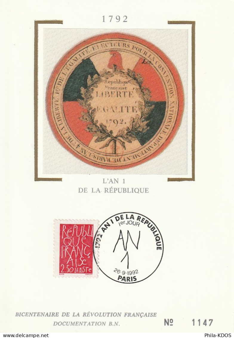 " 200 ANS DE LA REPUBLIQUE : OEUVRE DE J.C. BLAIS " Sur Carte Maximum N°tée Sur Soie N° YT 2775 Parfait état CM à Saisir - Franz. Revolution