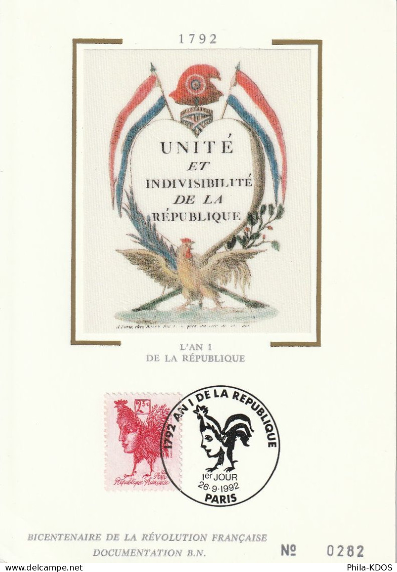 " 200 ANS DE LA REPUBLIQUE : OEUVRE DE G. GARROUSTE COQ " Sur Carte Maximum N°tée Sur Soie N°YT 2774 Parf état CM - Rivoluzione Francese