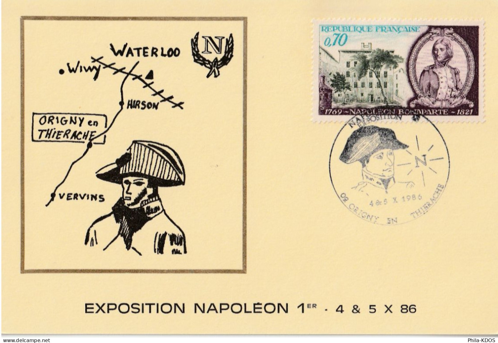 " EXPOSITION NAPOLEON BONAPARTE " Sur Carte Commémorative De 1986. N° YT 1610. A Saisir !!! - Napoléon