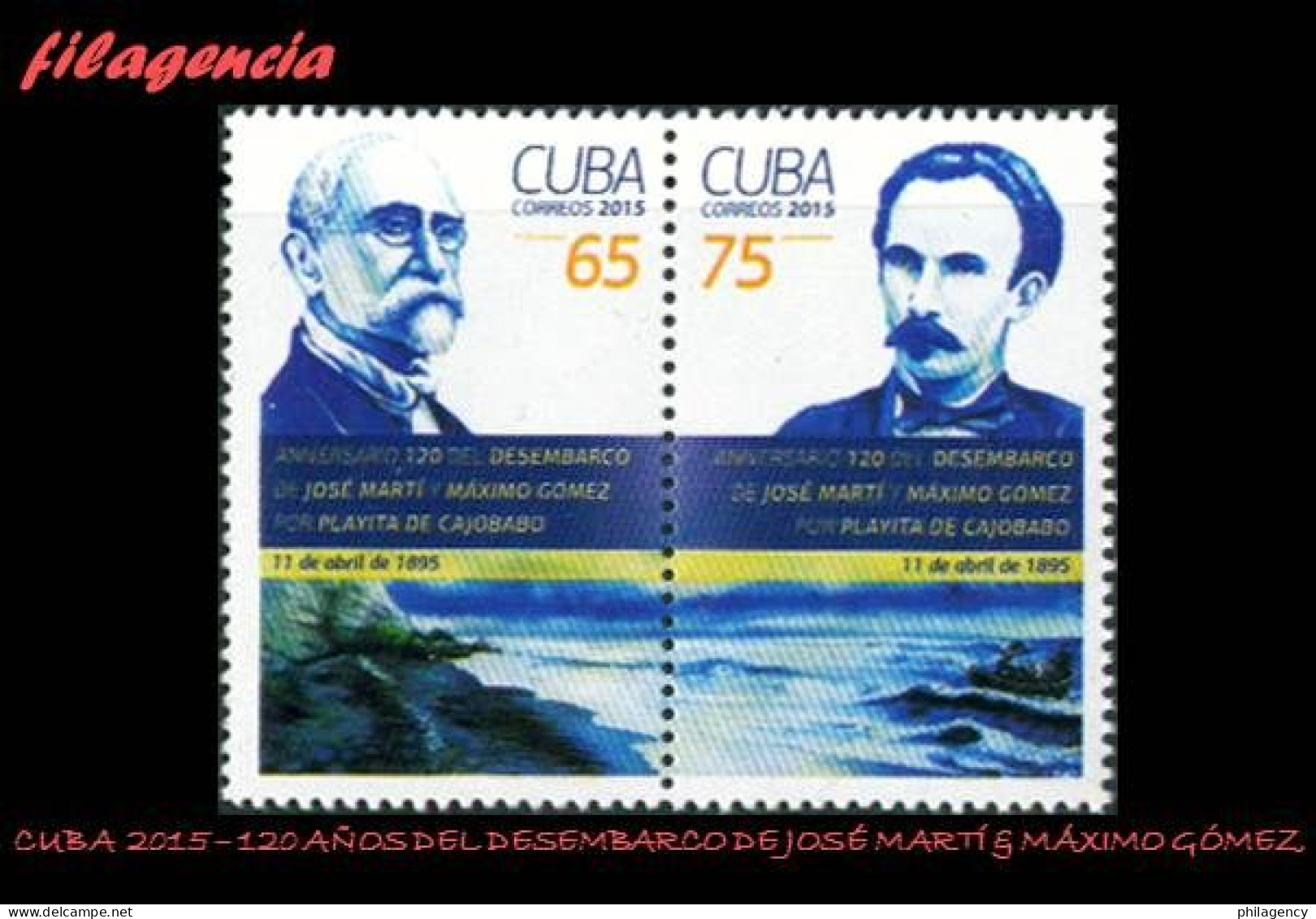 CUBA MINT. 2015-12 120 AÑOS DEL DESEMBARCO DE MÁXIMO GÓMEZ & JOSÉ MARTÍ EN PLAYITAS DE CAJOBABO - Neufs