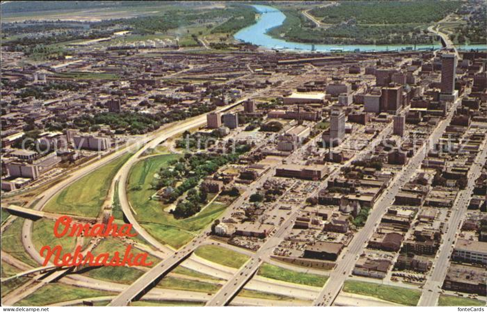 71940923 Omaha_Nebraska Aerial View Missouri River And Iowa In The Background - Other & Unclassified